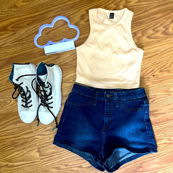 High Waisted Jean Shorts - Picture 1 of 4